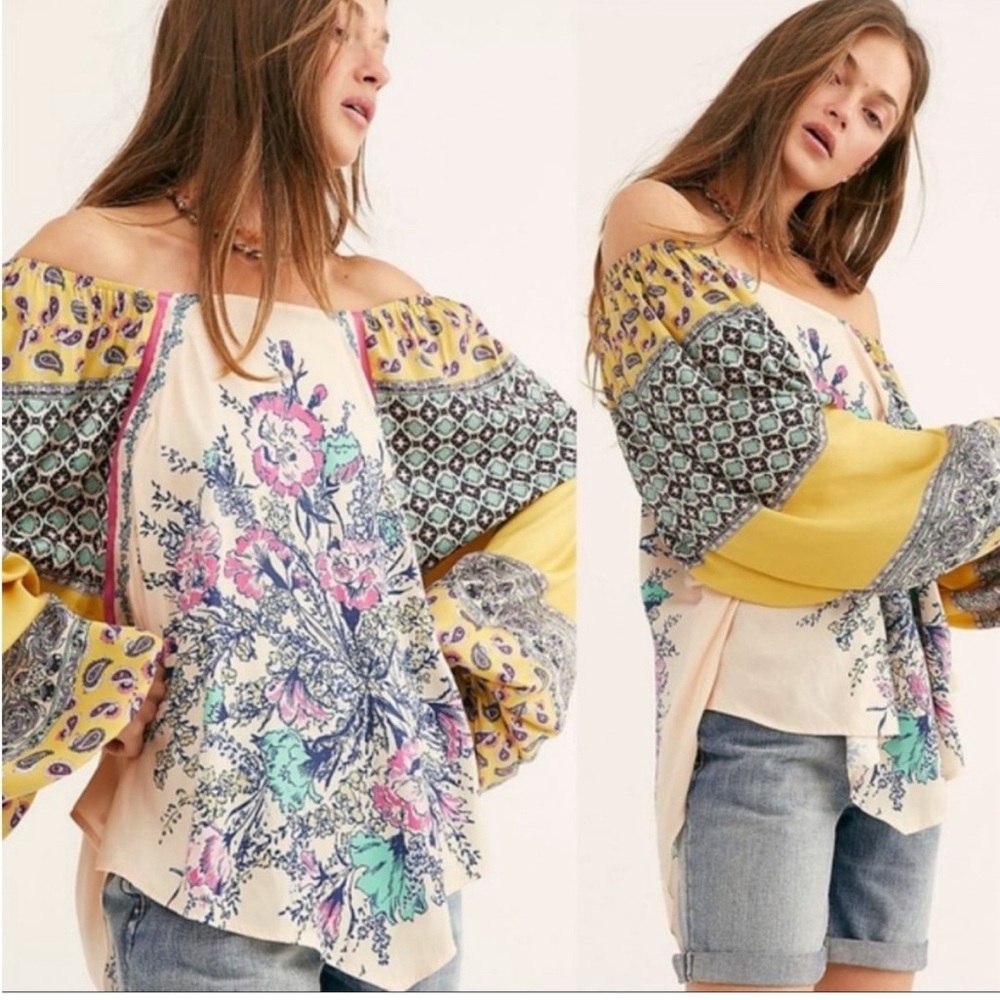 Free People | Positano Off the Shoulder Blouse, Size S. NWOT. - Picture 2 of 7